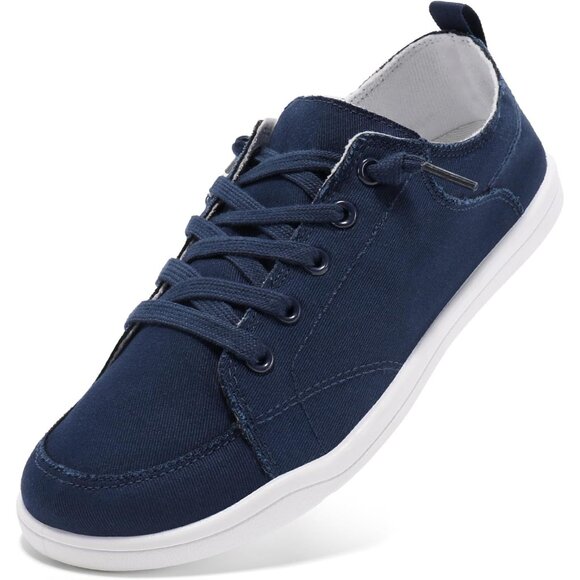 Women's Navy Casual Shoes Canvas Arch Support Classic Comfortable Sneakers - Picture 1 of 9
